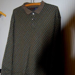 2XL, 100 % COTTEN, MEN'S PULLOVER, LONG SLEEVE SHIRT IN BROWN TONES